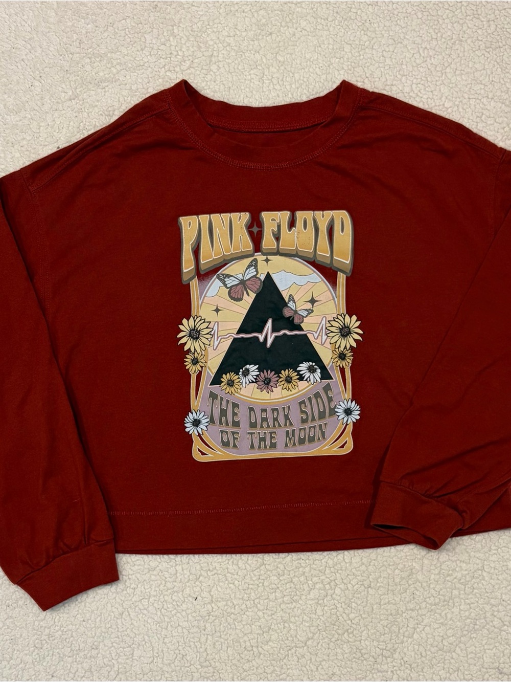 Pink Floyd "The Dark Side of the Moon" Long Sleeve Crop Top